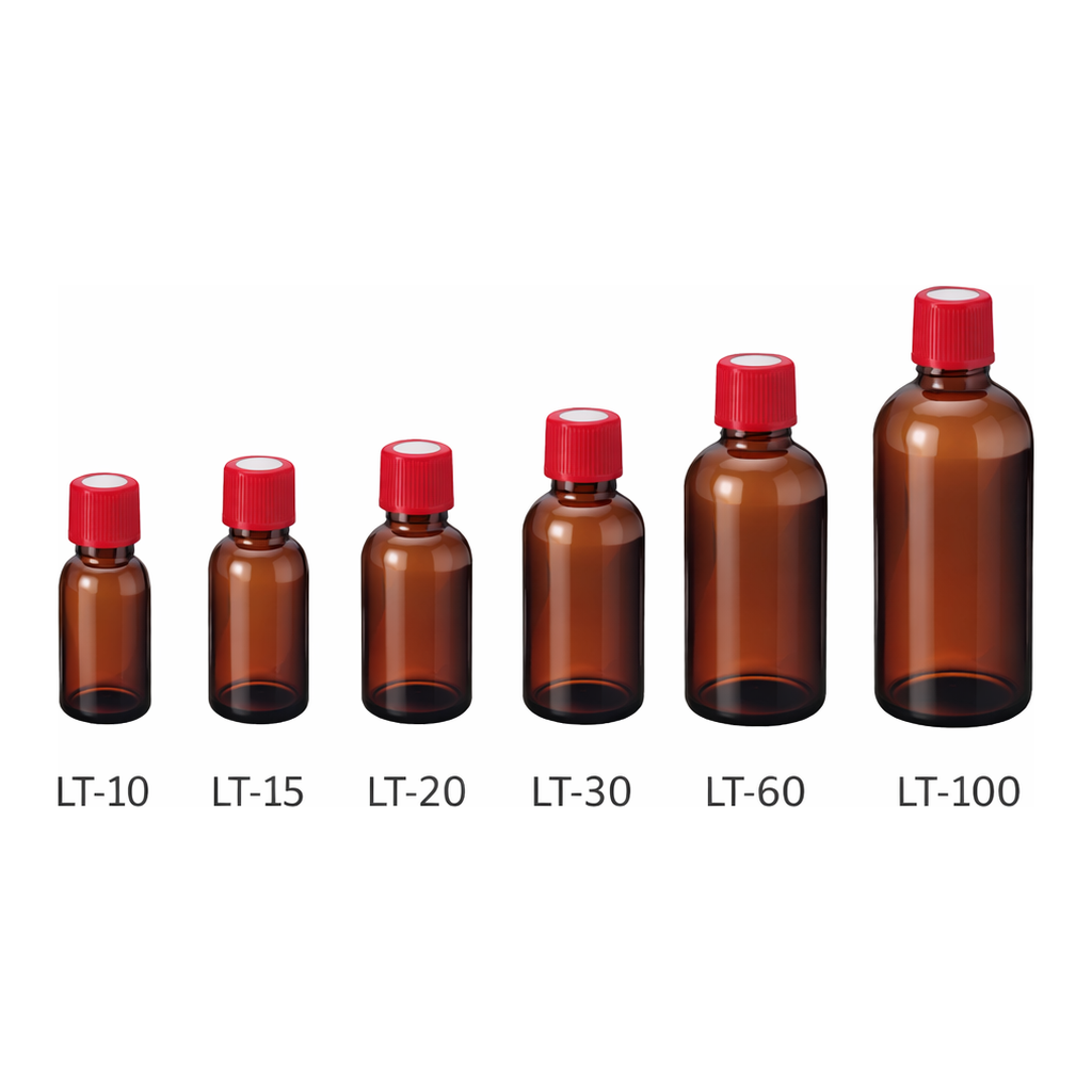 Maruemu Narrow-Mouth Standards Bottle Amber 15mL 100 Pcsand others