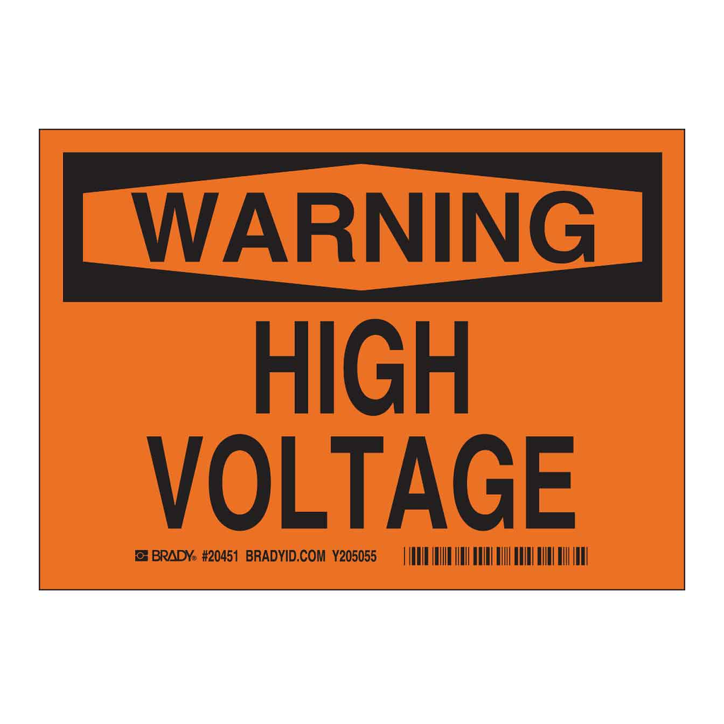 Brady WARNING High Voltage Sign