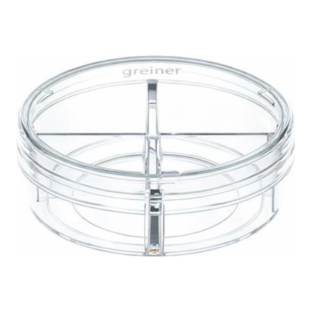 Greiner Bio One CELLVIEW CELL CULTURE DISH, PS, 35/10 MM,GLASS BOTTOM, 4 COMPARTMENTS, ADVANCED TC, STERILE, 10 PCS./BAG