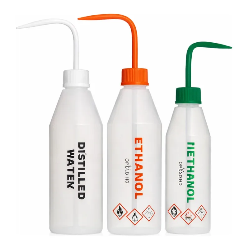 Merck Azlon Pre-Labelled Narrow Neck Wash Bottles with jet-tip aperture