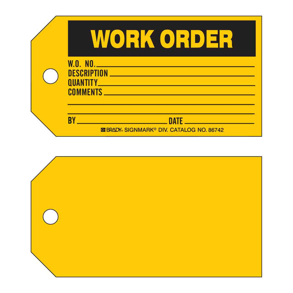 Brady WORK ORDER Production Tag