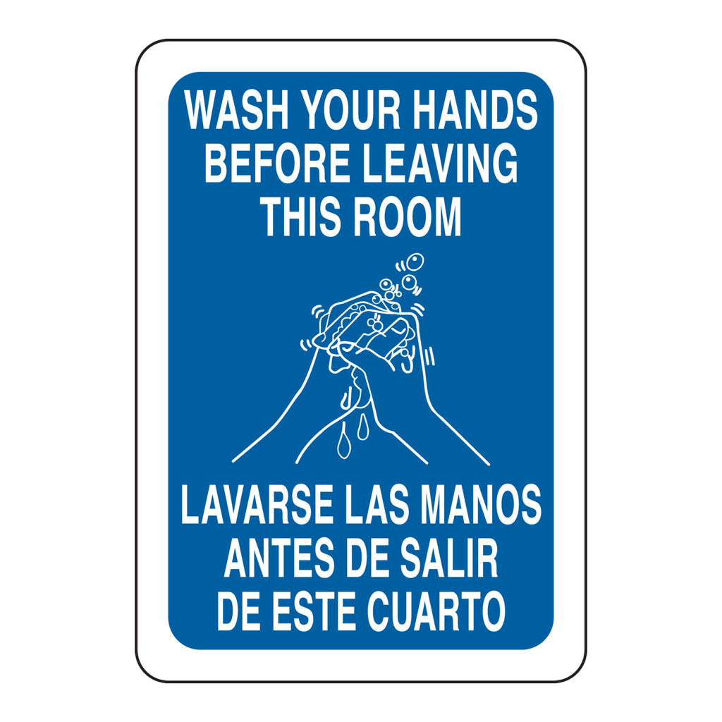 Brady Bilingual Wash Hands Before Leaving This Room Sign