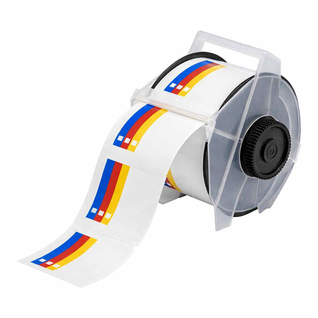 Brady All Weather Permanent Adhesive Vinyl Right-To-Know Labels for GlobalMark Printer - 2.25" x 2.25", Color Bar and Text