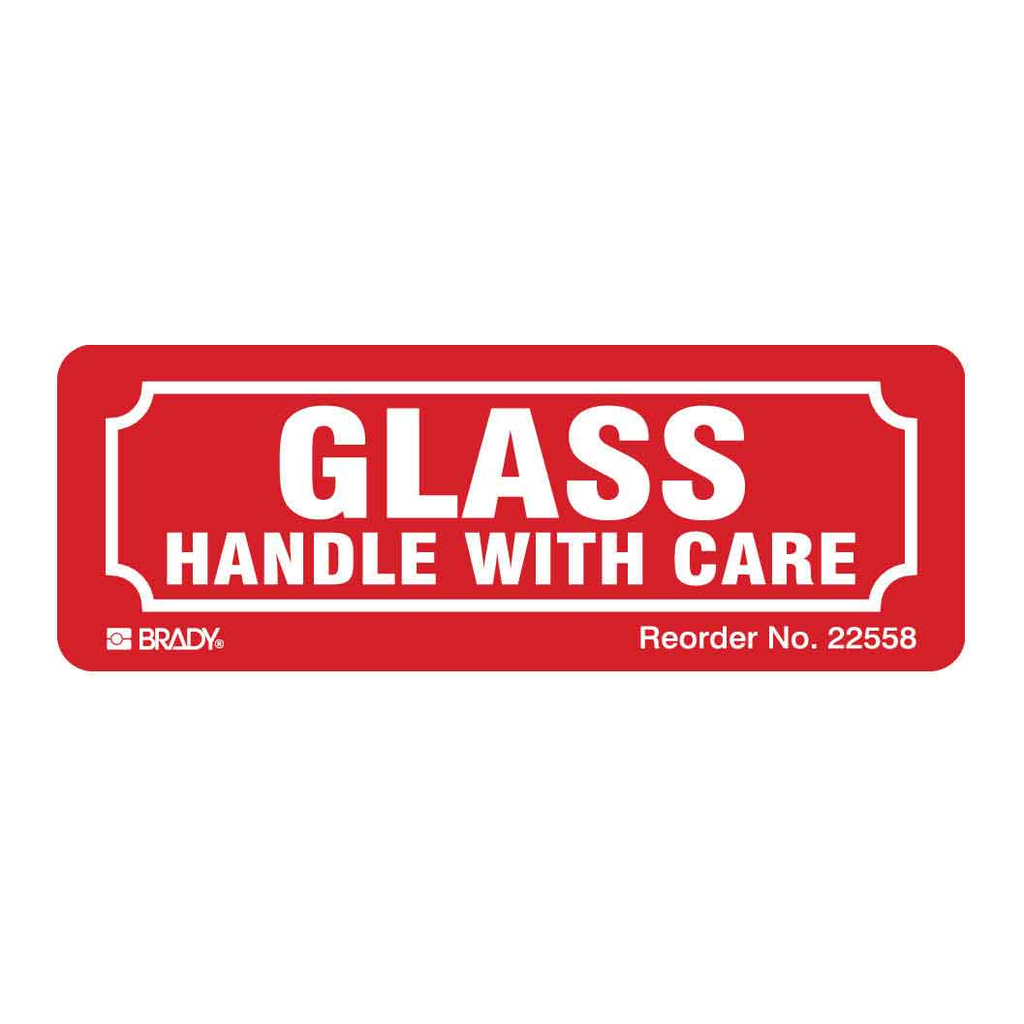 Brady Glass Handle With Care Labels