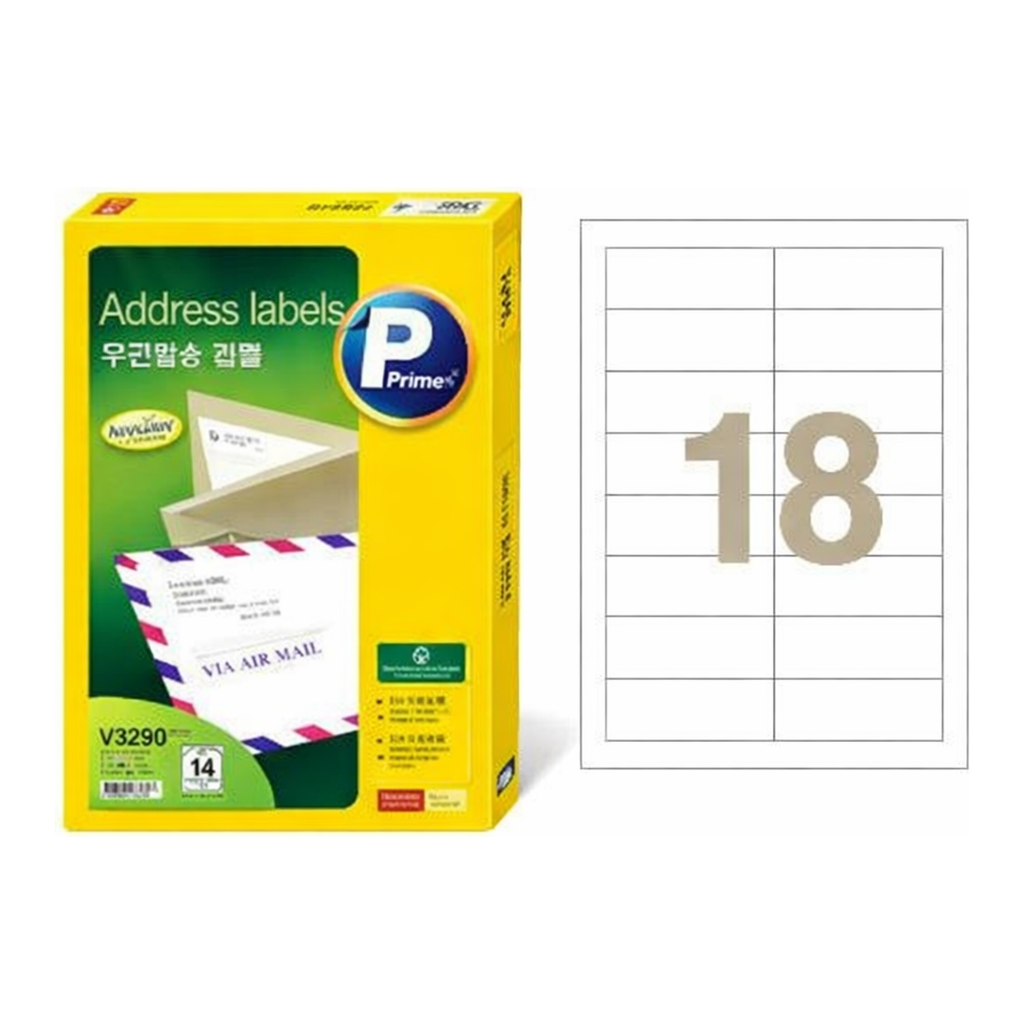 OFFICENEX 우편발송용라벨(V3260/18칸/100매/프린텍)친환경 인증 상품