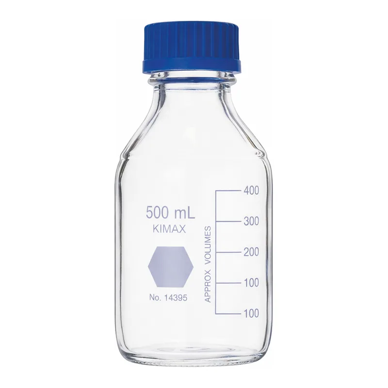 Thermo Fisher Scientific KimCote Safety-Coated Media Bottle, Polypropylene Cap, 500mL, 4/Cs