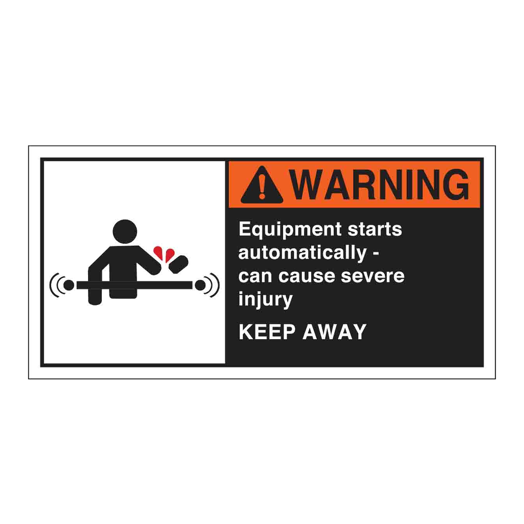 Brady EQUIPMENT STARTS AUTOMATICALLY - CAN CAUSE SEVERE Labels