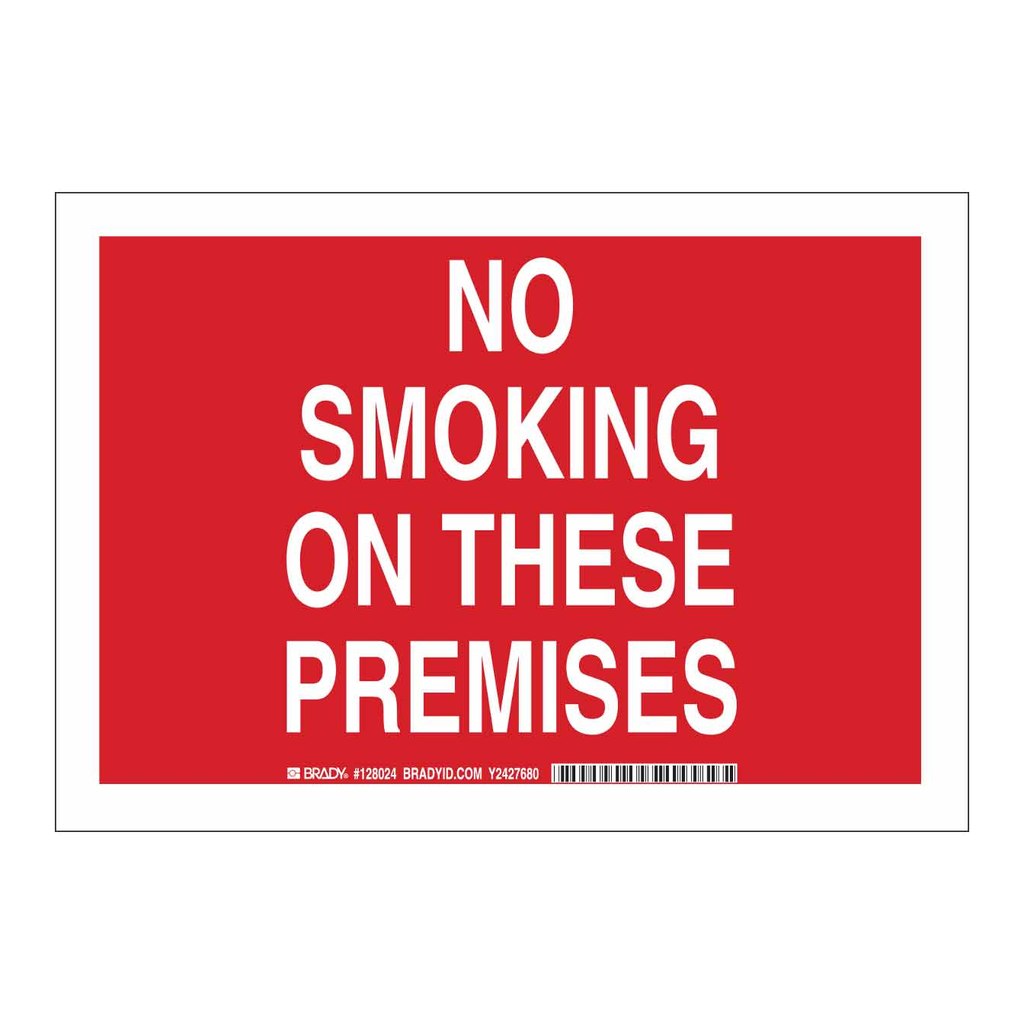 Brady No Smoking On These Premises Sign