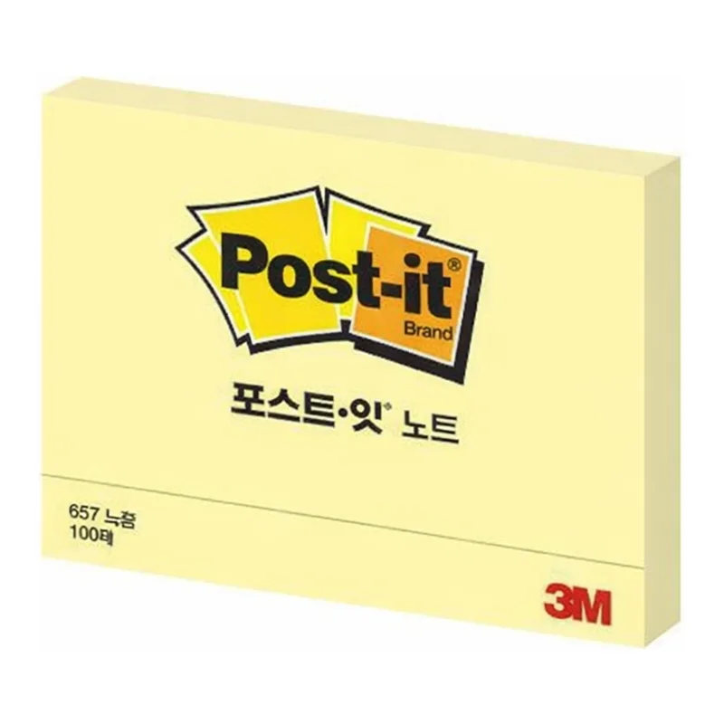 OFFICENEX 3M 포스트잇 657 Y 노랑 102x76mm