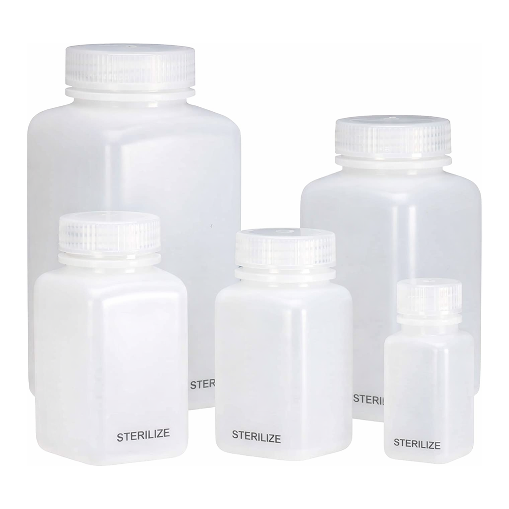 Thermo Fisher Scientific Nalgene Square Wide-Mouth HDPE Bottles with Closure: 대량 패키지