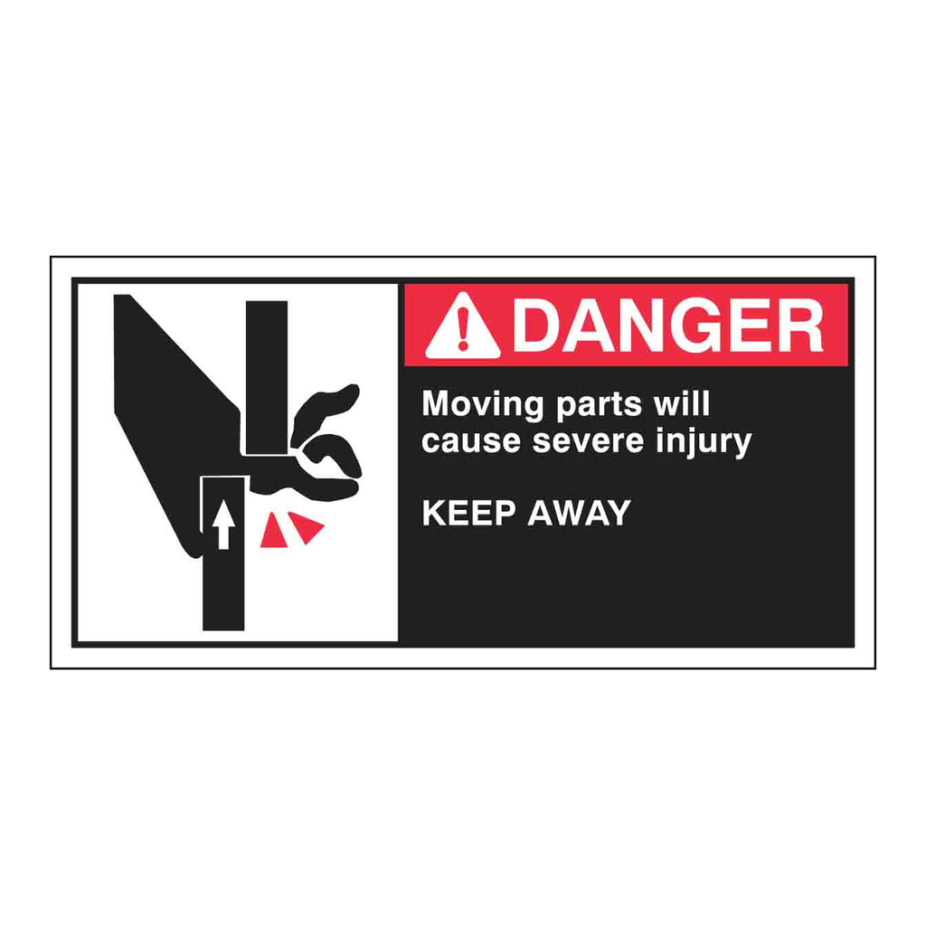 Brady MOVING PARTS WILL CAUSE SEVERE INJURY KEEP AWAY Labels