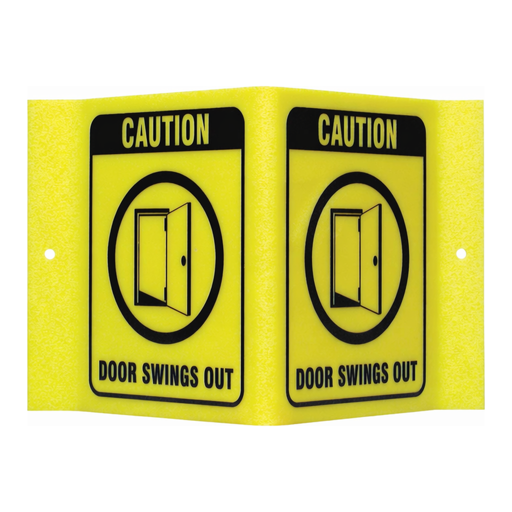 Brady V CAUTION Door Swings Out Sign