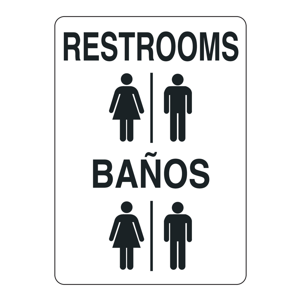 Brady Bilingual Restrooms Sign