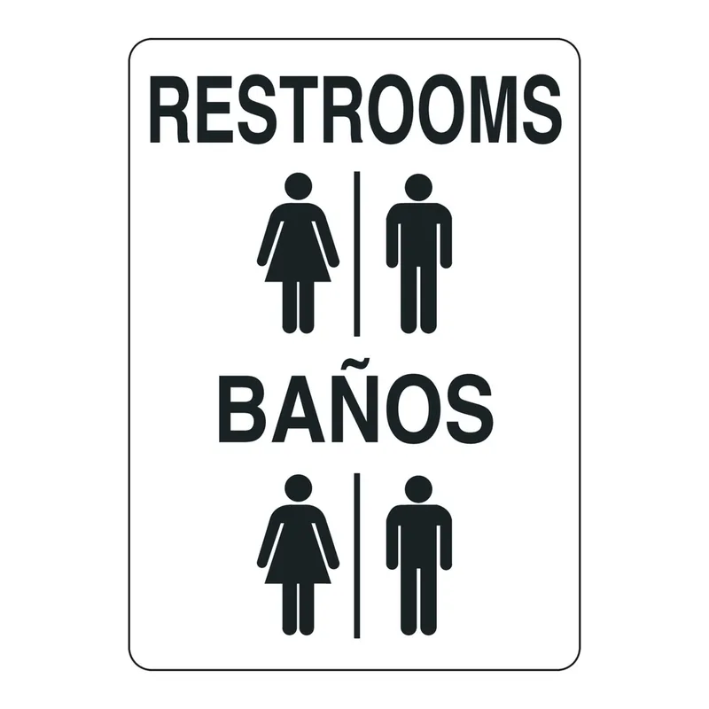 Brady Bilingual Restrooms Sign