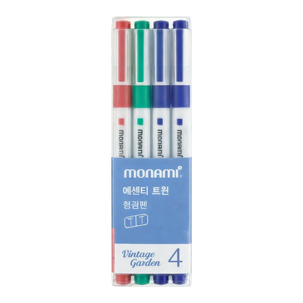 OFFICENEX 모나미 에센티 트윈 형광펜 빈티지가든 4색 세트