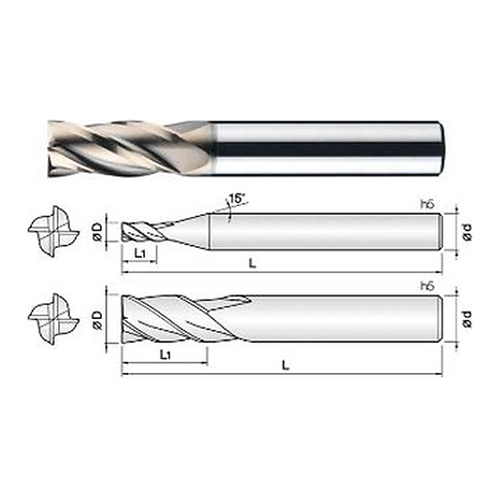 OFFICENEX [P]초경 4날 엔드밀/NM4050/규격:5Ø/생크(Ø):6/NAVI)