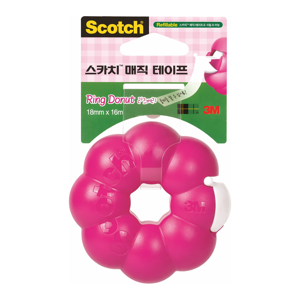 OFFICENEX 3M 매직테이프 링도넛(라즈베리/18mm*16m)(18mmX16m 1개입)