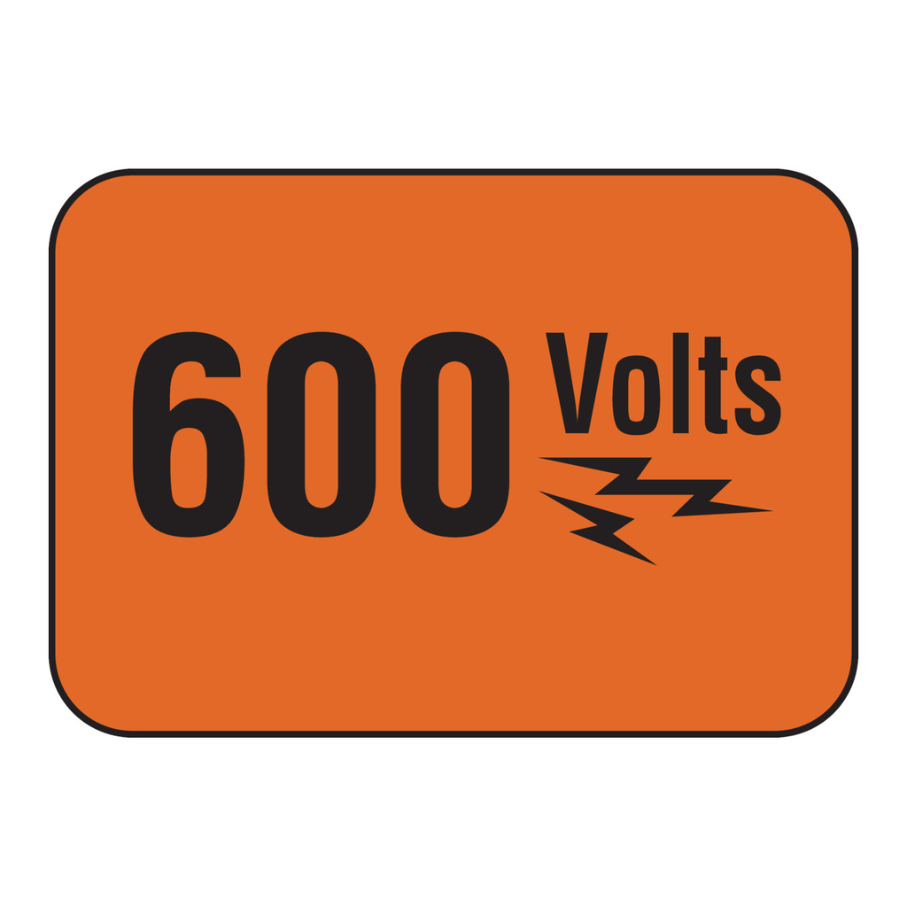 Brady 600 VOLTS Sign