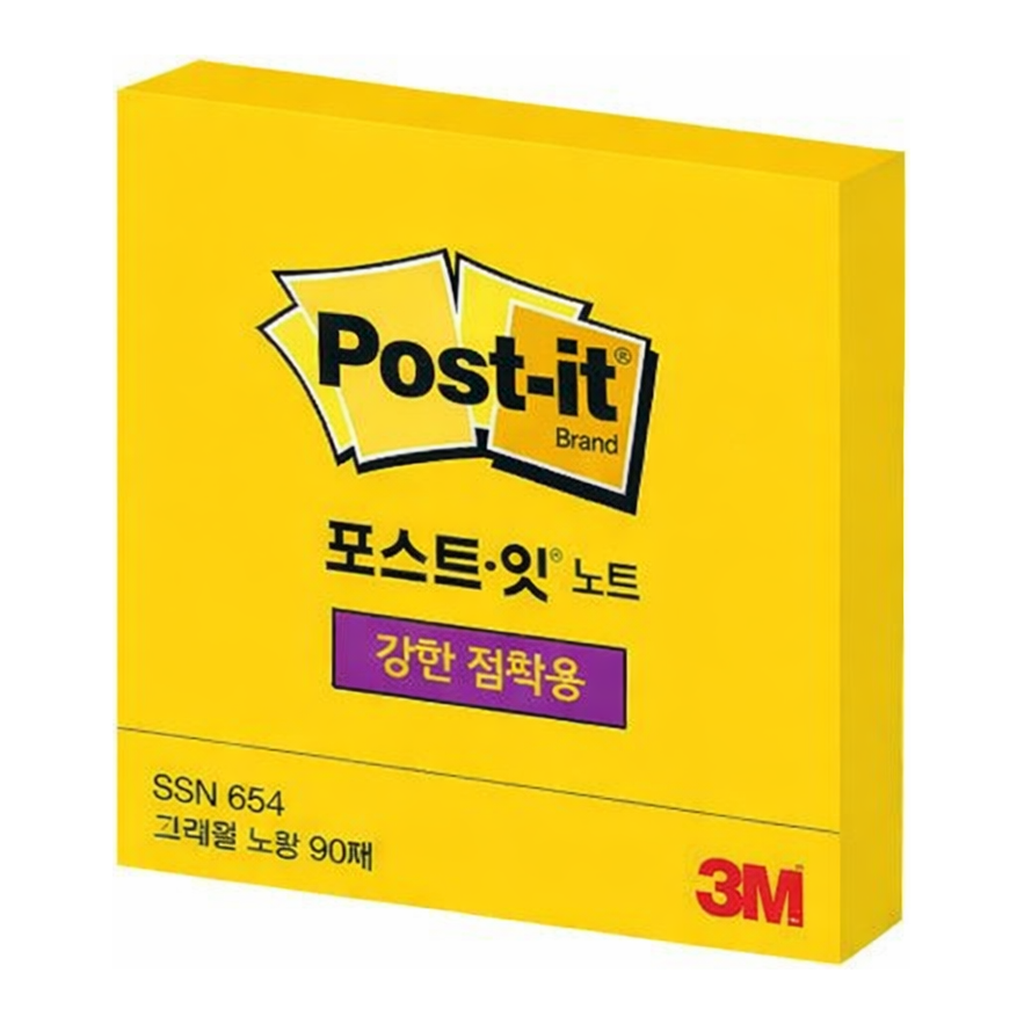 OFFICENEX 3M 포스트잇 강한점착용 654 그리움노랑