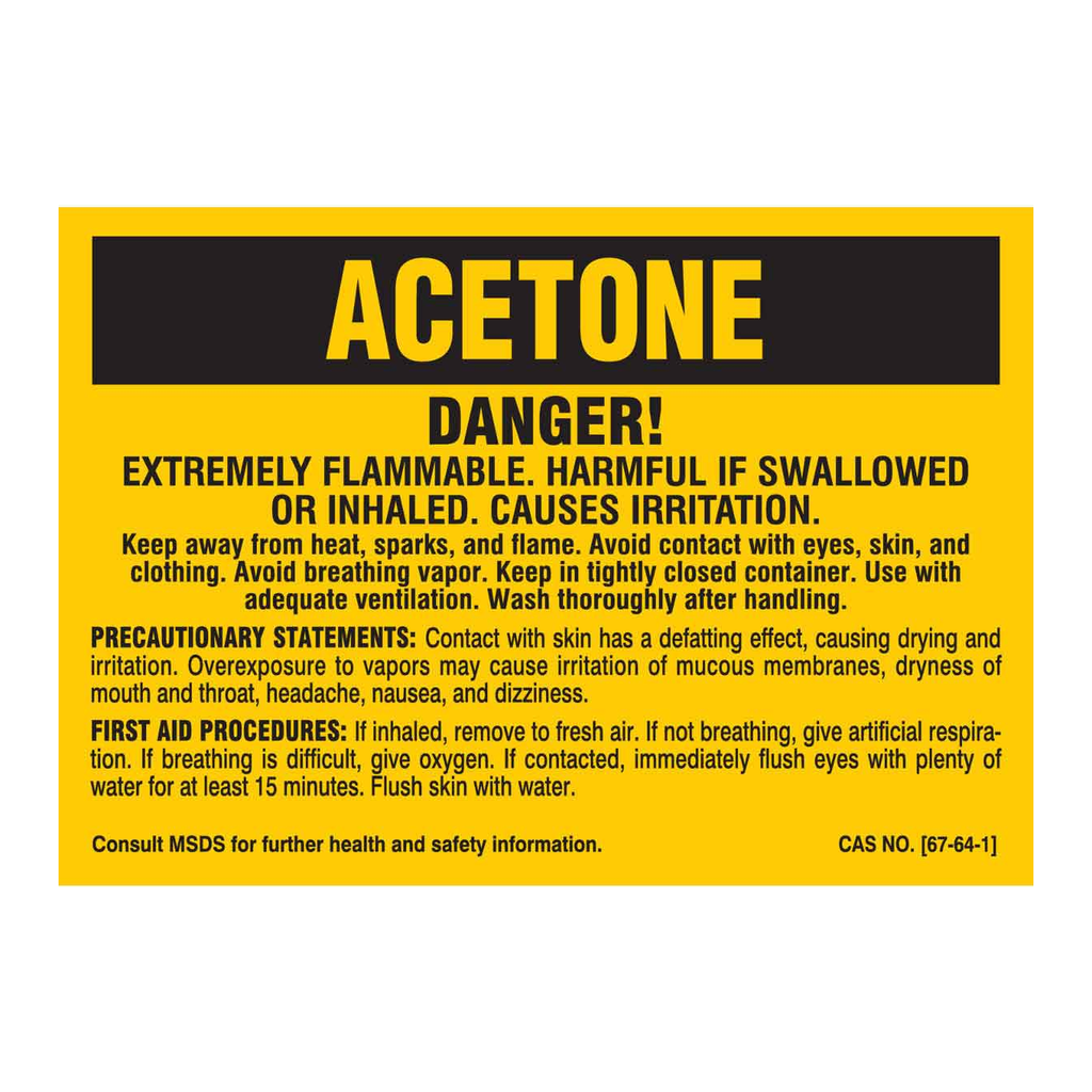 Brady Acetone Danger Labels