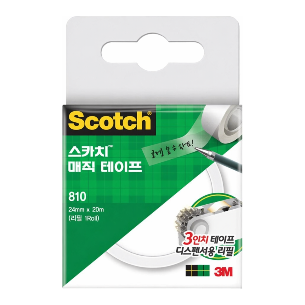 OFFICENEX 3M 스카치 매직테이프 리필 810R(24mmx20m) 3인치 후크