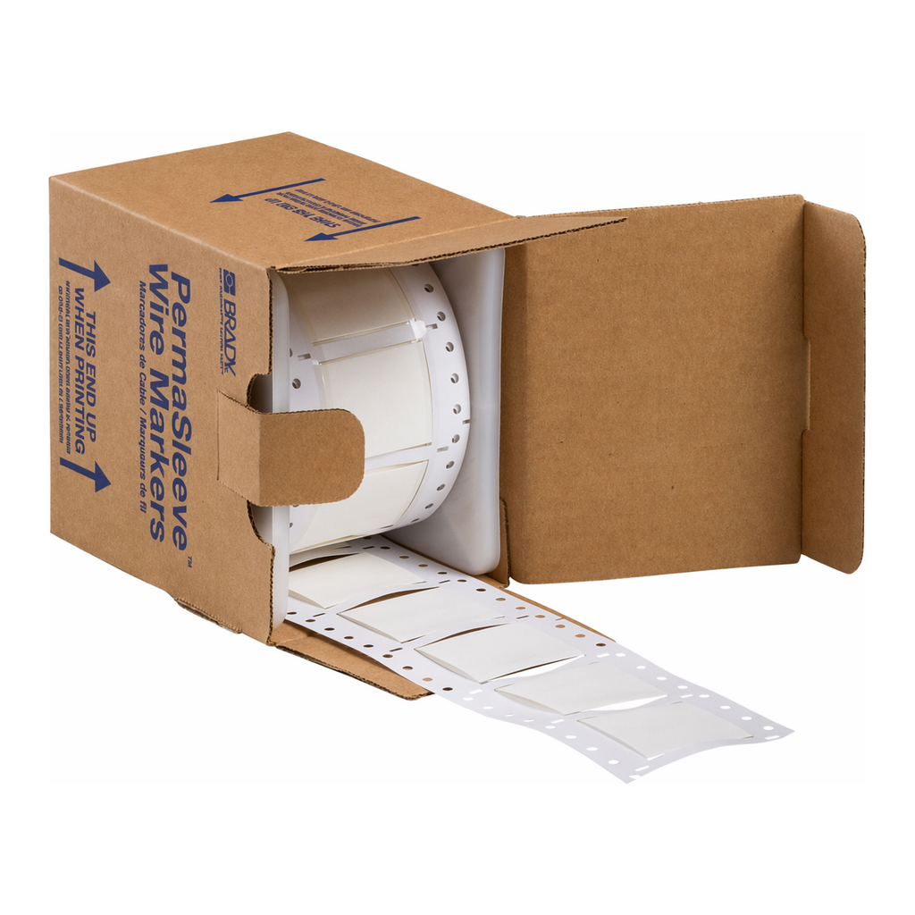 Brady PermaSleeve Heat Shrink Wire and Cable Labels, 1" Dia, for 1" Small Core Printers