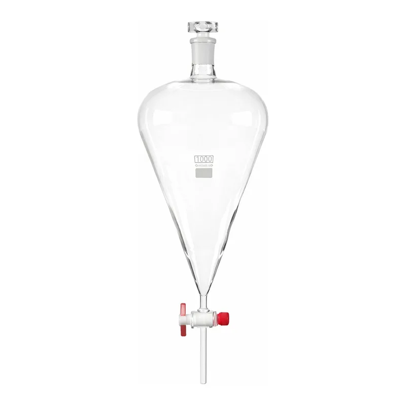 GOEL Large Capacity Funnels, Separating, Pear Shape, Fitted with PTFE Key Stopcock with Interchangeable Hollow Stopper