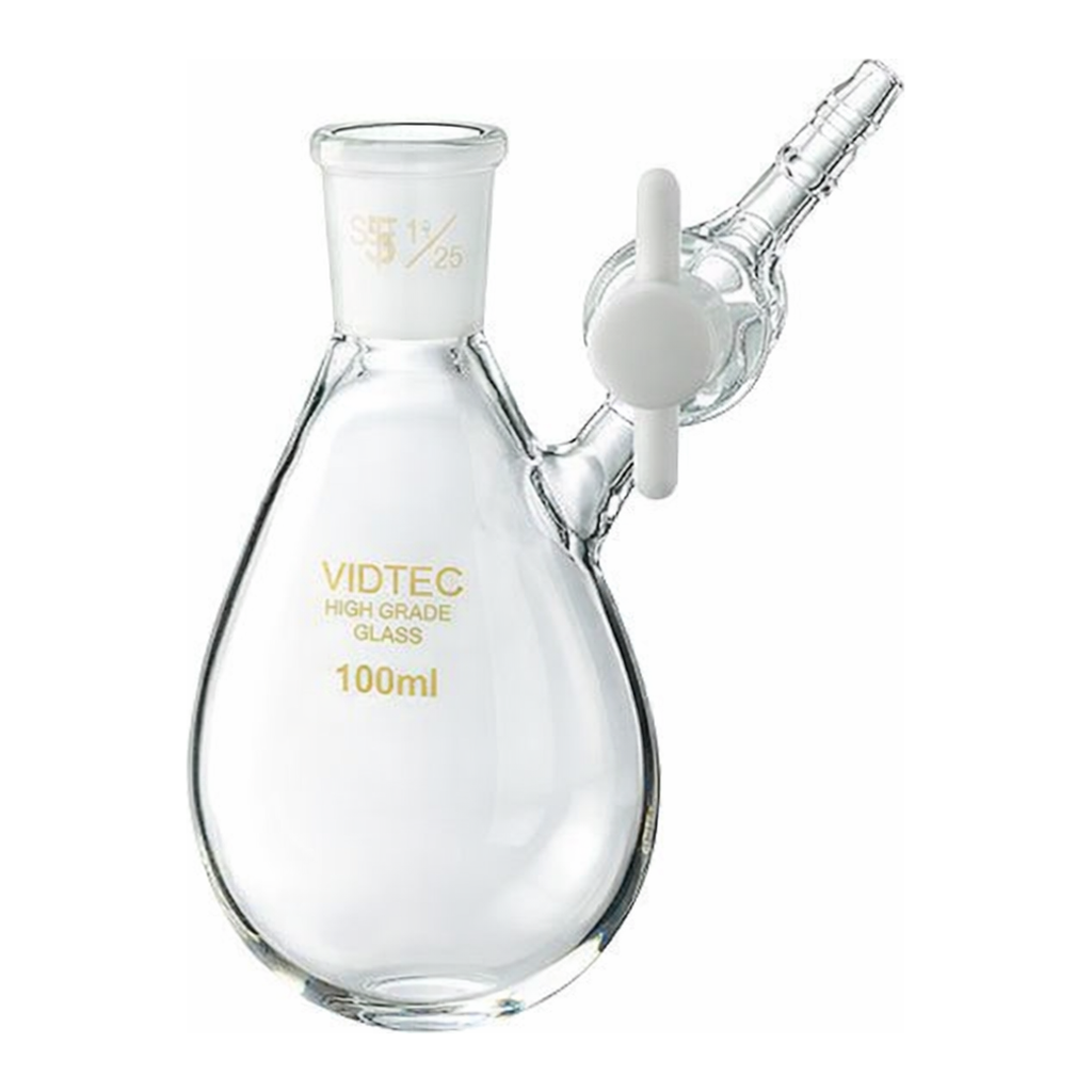 AS ONE Eggplant-Shaped Schlenk Flask(F Type. Teflon® Cock), 가지형 슈렌크 플라스크(F 타입. 테플론® 콕)