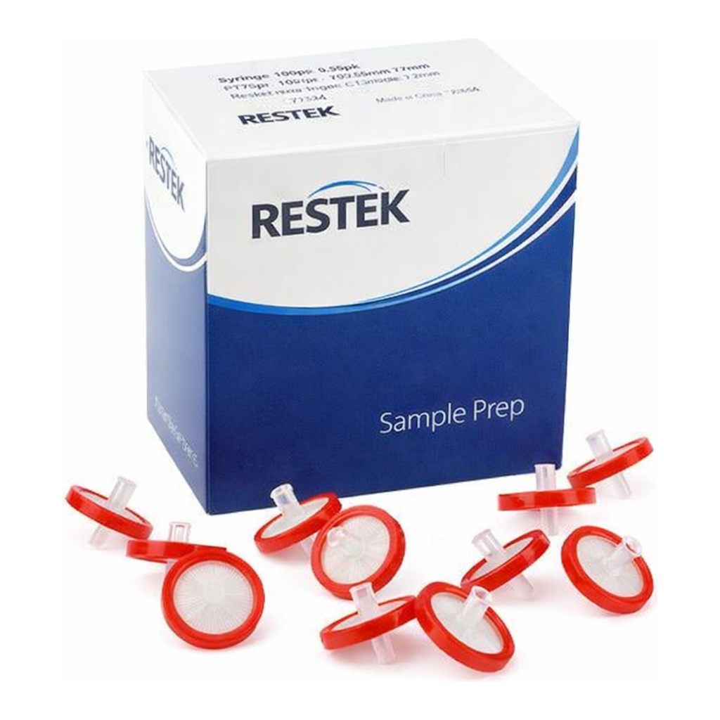 Restek Syringe Filter, 30mm, 0.22um Cellulose Red Luer Lock 100-pk