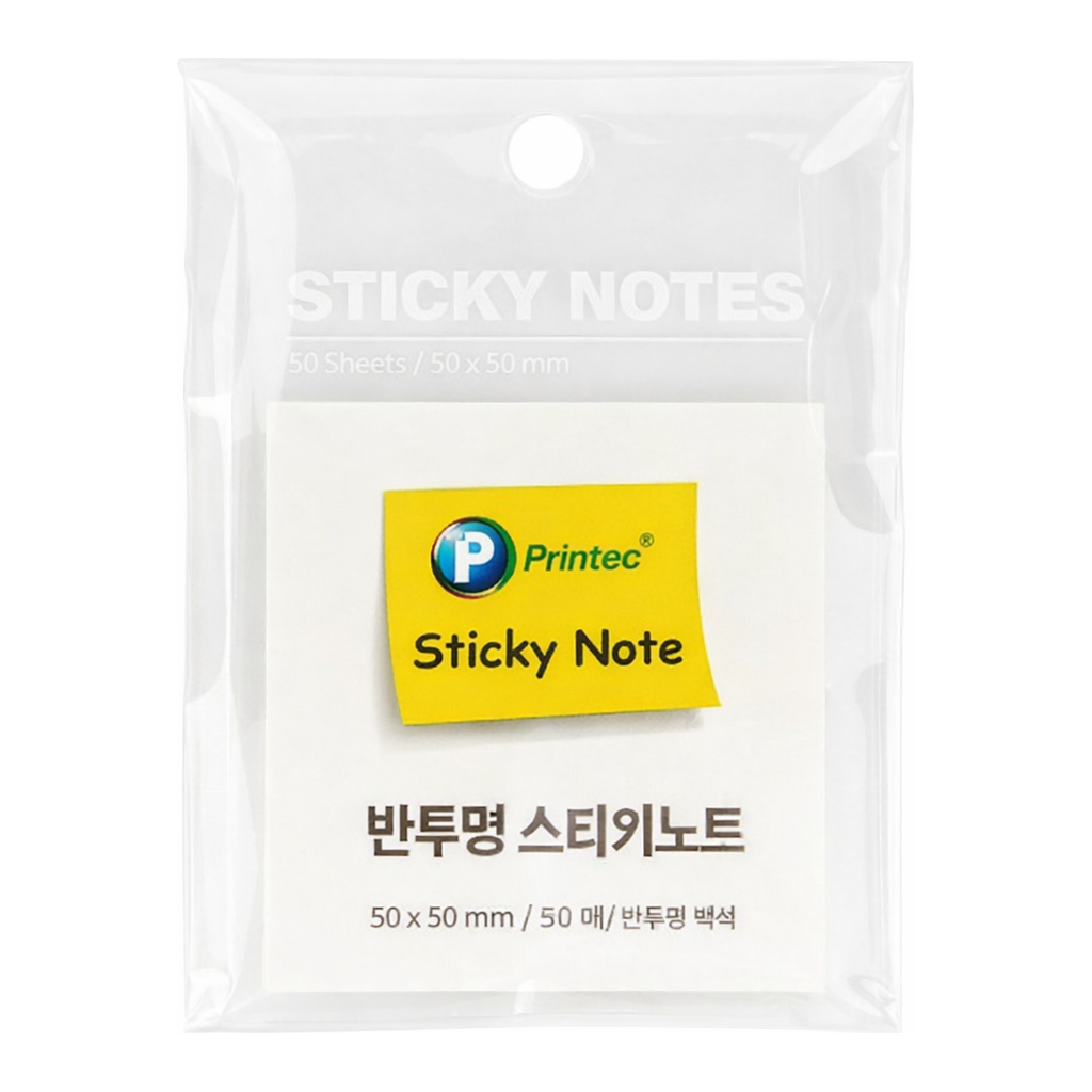 OFFICENEX 프린텍 반투명 스티키노트 CL5050W(백색/50매/50x50)