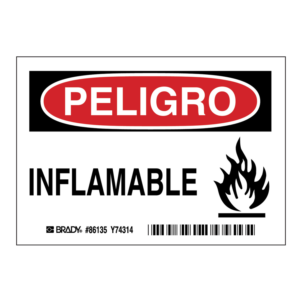 Brady PELIGRO Inflammable Labels