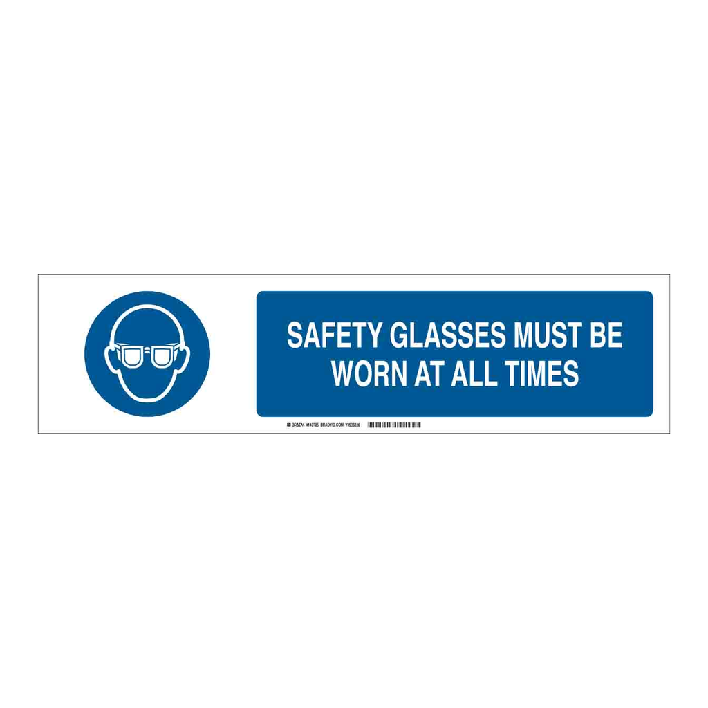 Brady Safety Glasses Must Be Worn At All Times Slider Sign