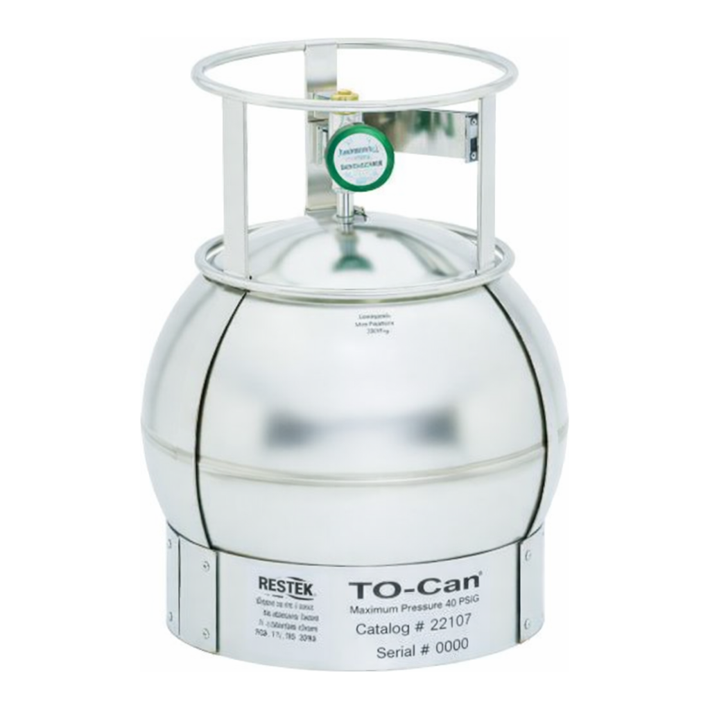 Restek TO-Can Canister, 1 Liter, 1/4in Swagelok SS4H Bellows Valve 2-port only, Stainless Steel o