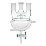 3-Neck Heavy-wall Jacketed Round Bottom Flask with PTFE Stopcock 3구 헤비월 자켓식 환저 플라스크, PTFE 콕크