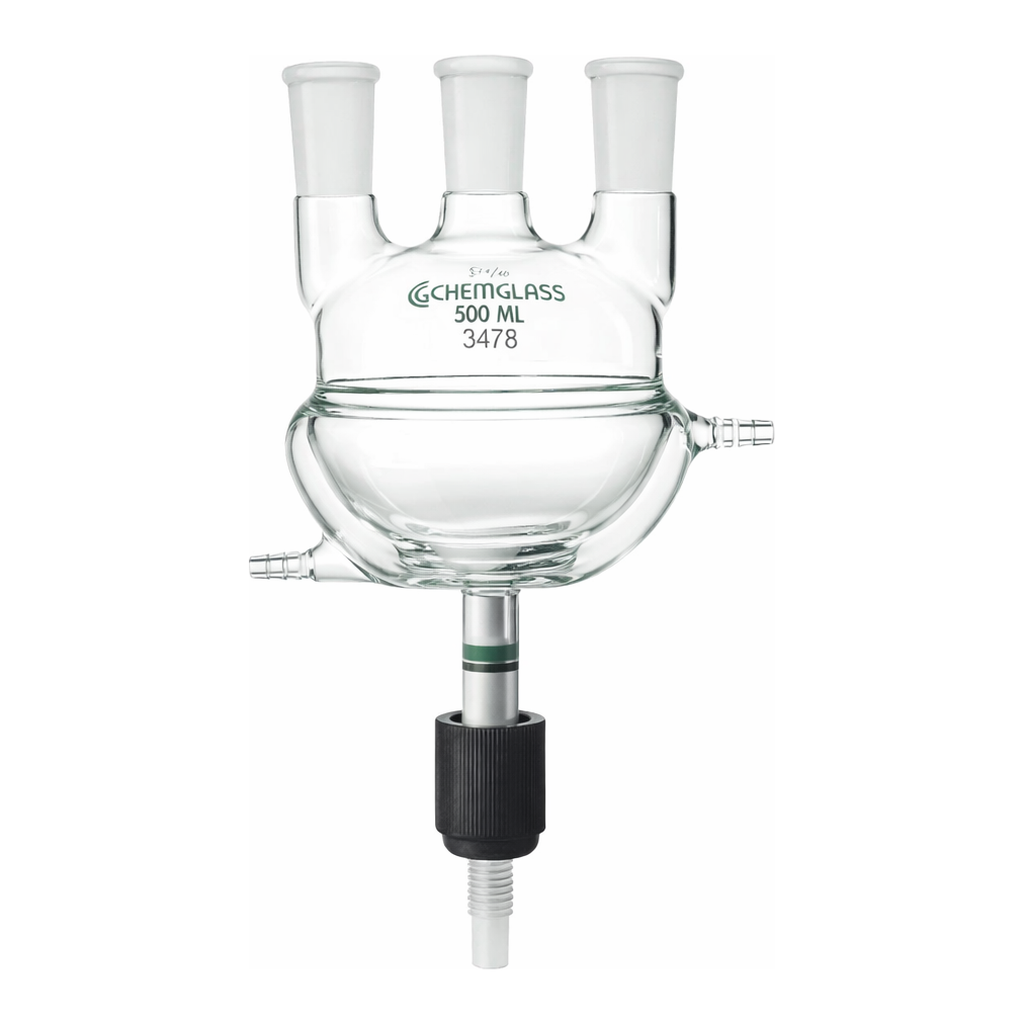 3-Neck Half Jacketed Round Bottom Flask with Drain Valve 3구 하부 자켓형 환저 플라스크