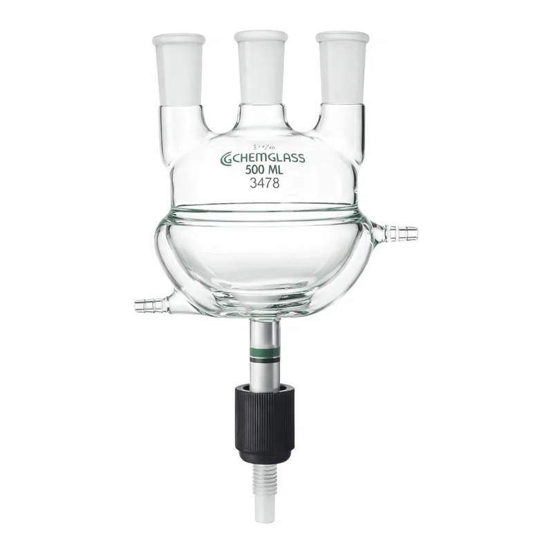 3-Neck Half Jacketed Round Bottom Flask with Drain Valve 3구 하부 자켓형 환저 플라스크