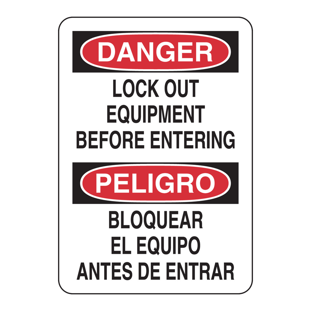 Brady Bilingual DANGER Lock Out Electrical Switches Before Entering Sign
