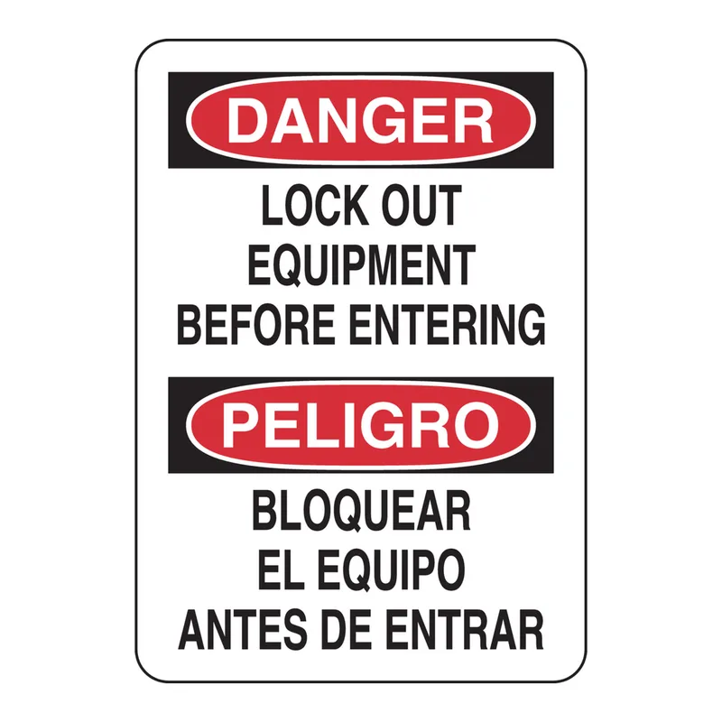 Brady Bilingual DANGER Lock Out Electrical Switches Before Entering Sign