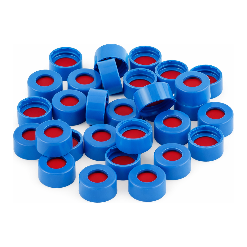 Restek Caps, Short Screw, 9mm Blue PTFE/Sil/PTFE Pack of 100