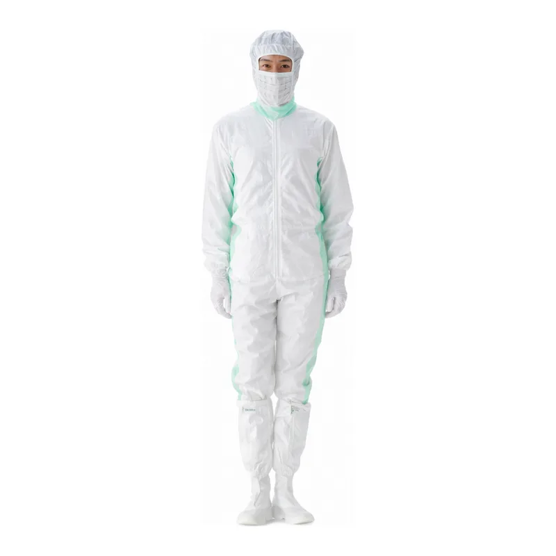 AS ONE Cleanroom Wear FC131A(White×Green, for Men), 방진복 FC131A (흰색×녹색, 남성용)