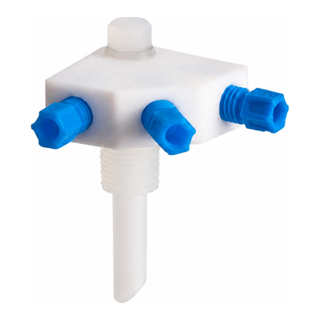 3-in-1 collector, 3x 3.2 mm OD, side