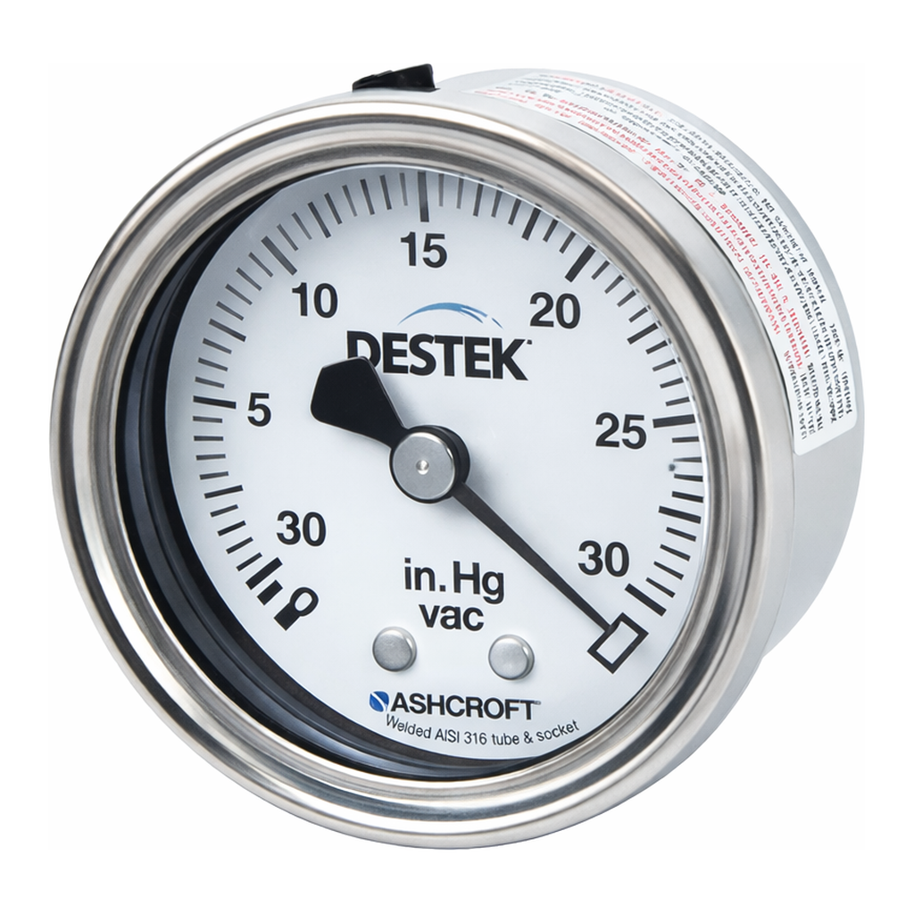 Restek Gauge, -30in Hg to 0in Vacuum 1/8in NPT CBM, 2in diam, SS