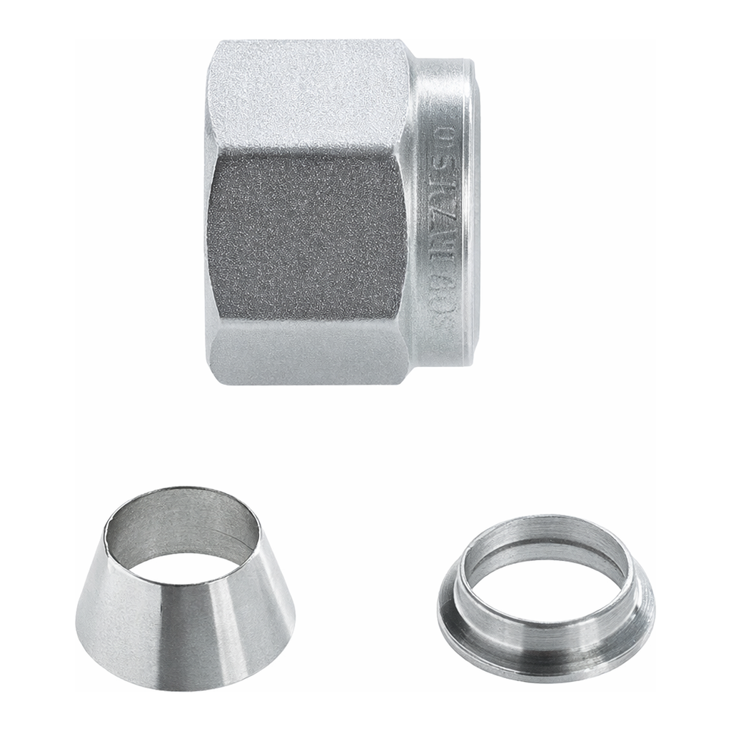 Restek Swagelok Fitting, Stainless Steel, 1/4in Nut and Ferrule Set, 5-pk