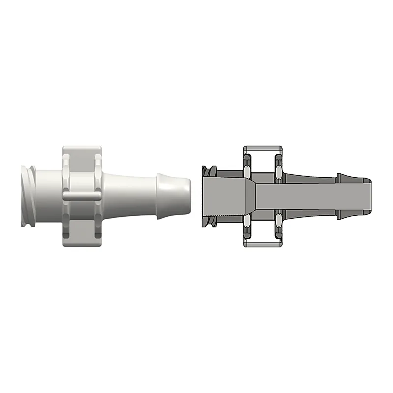 Female Large Bore Connector to 500 Series Barb, 1/4` (6.4 mm) ID Tubing
