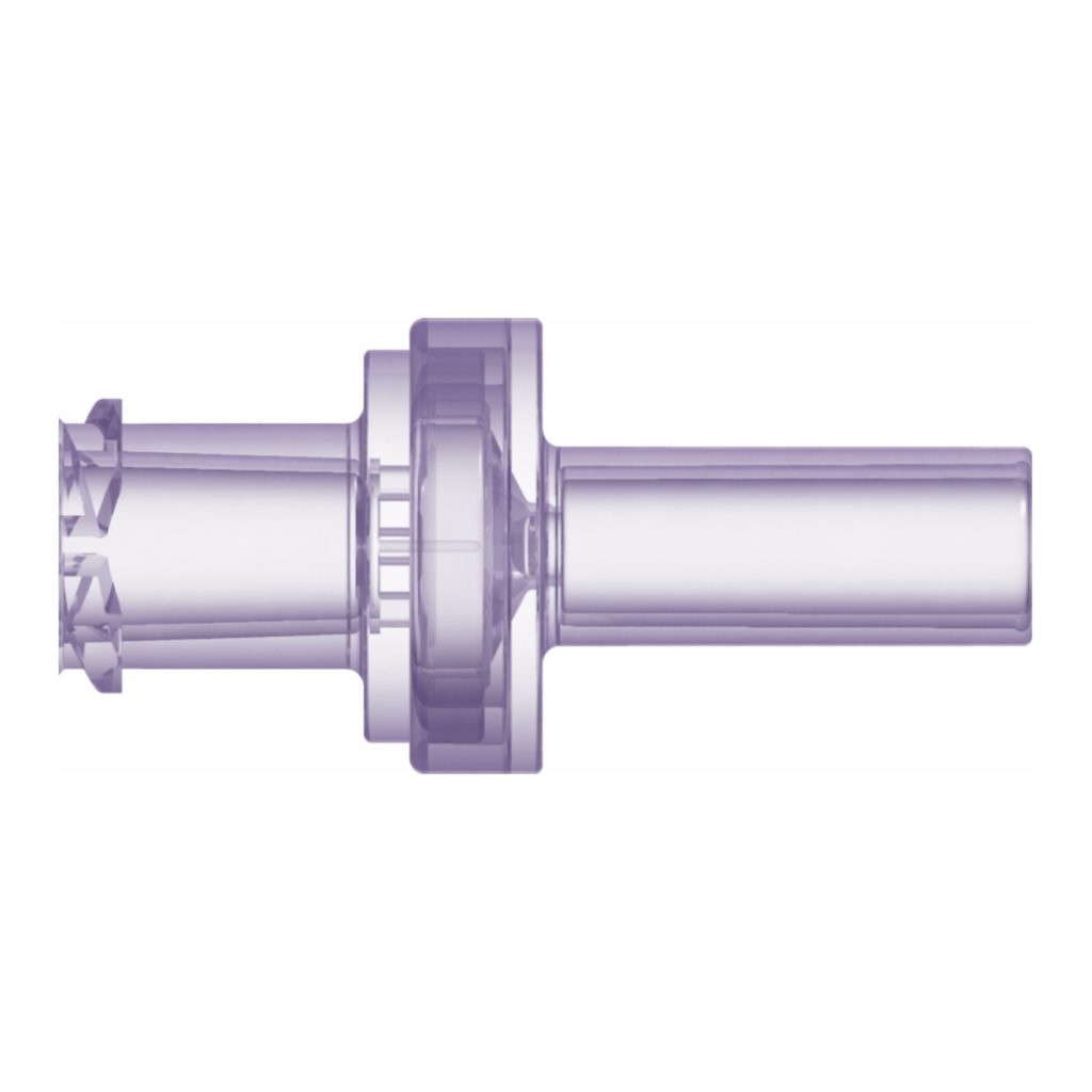 Check Valve, Female Locking Luer to Pocket for .118` (3.0 mm) OD Tubing
