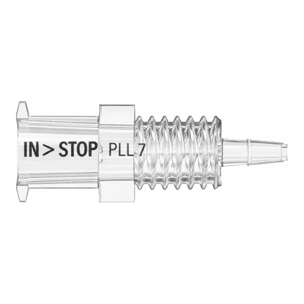 Female Luer Lug Style Panel Mount 1/4-28 UNF to 200 Series Barb, 1/16` (1.6 mm) ID Tubing