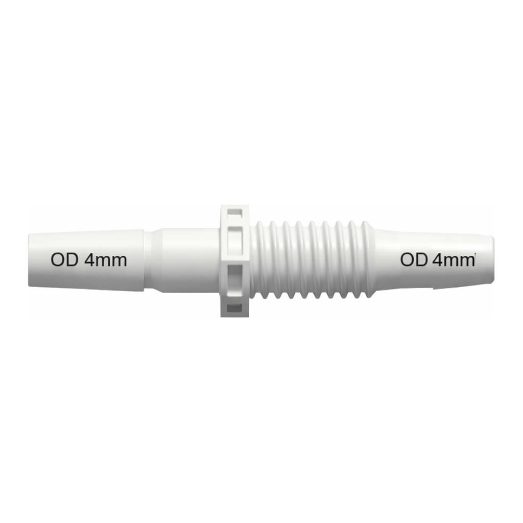 Male Luer Panel Mount to 200 Series Barb, 1/4-28 UNF thread, 1/8" (3.2 mm) ID Tubing