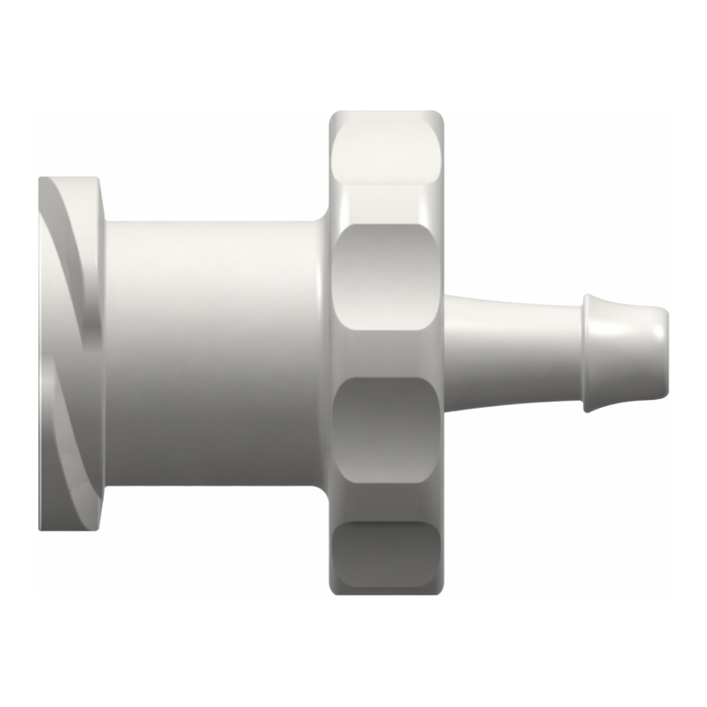 Female Luer Thread Style to 500 Series Barb, 1/16` (1.6 mm) ID Tubing
