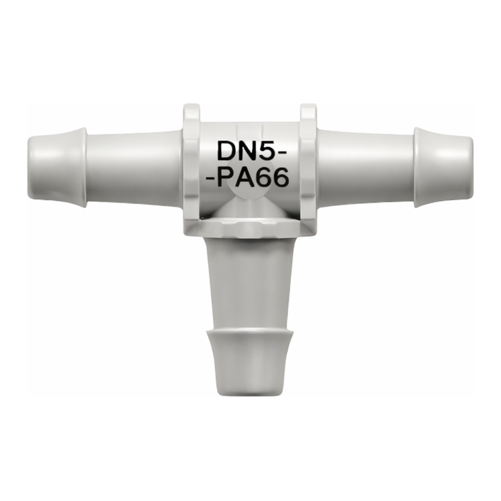 Tee Tube Fitting with 500 Series Barbs, 1/2` (12.7 mm) ID Tubing