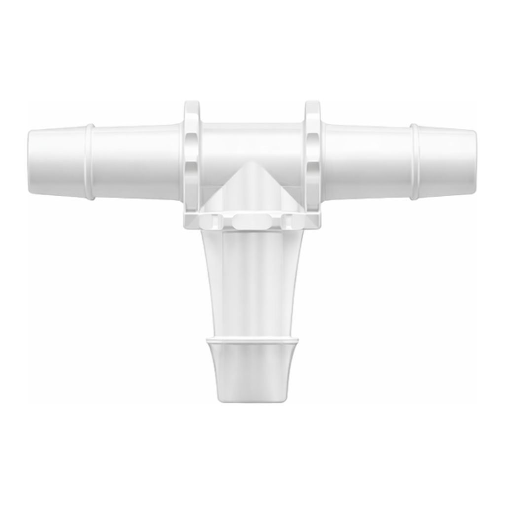 Tee Tube Fitting with 500 Series Barbs, 3/4` (19.0 mm) ID Tubing